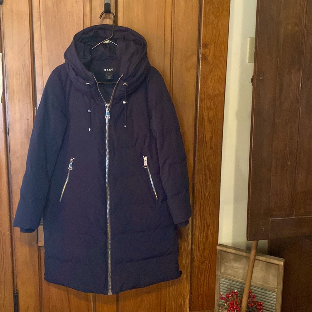 NWOT DKNY Womens Down Puffer Long Coat L $250